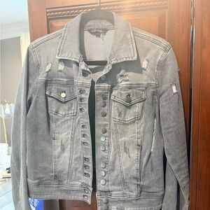 CHARLIE B Distressed Gray Denim Jacket XS